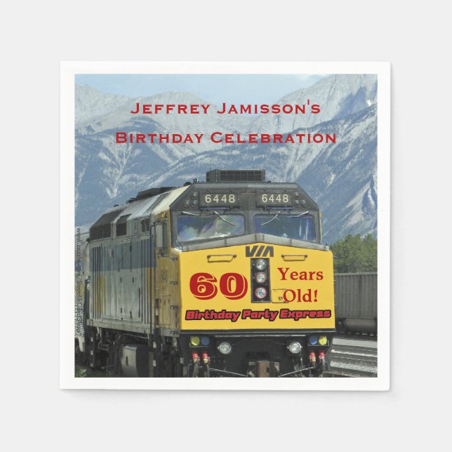 Serviette En Papier Moteur ferroviaire, 60e anniversaire, nom, papier (Devant)