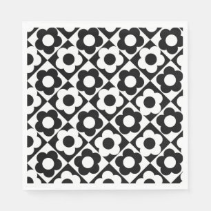 Serviette En Papier Motif à bille en diamant noir et blanc