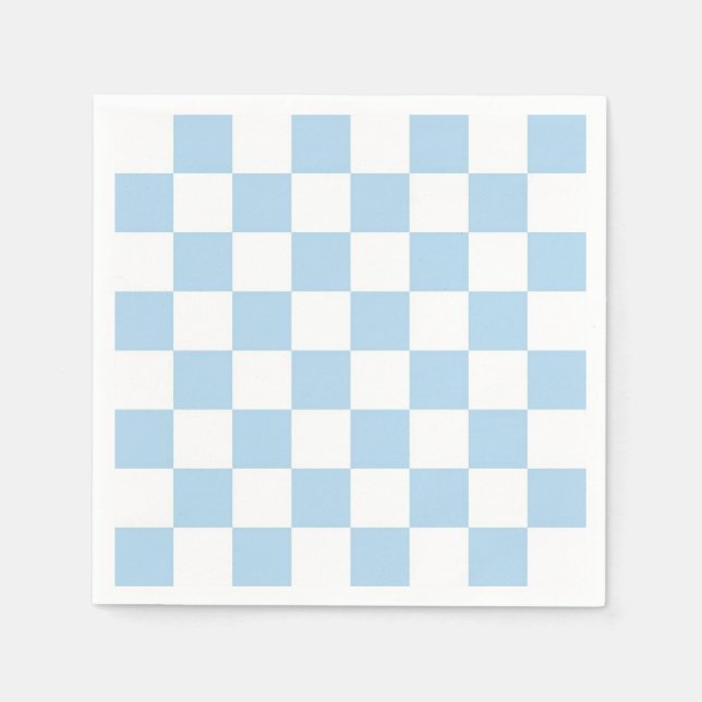 Serviette En Papier Motif à carreaux bleu clair et blanc (Devant)