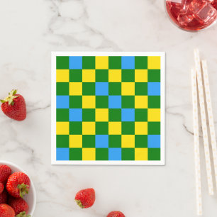 Serviette En Papier Motif à carreaux bleu jaune vert