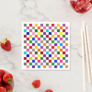 Serviette En Papier Motif à carreaux coloré blanc