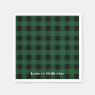 Serviette En Papier Motif à carreaux de buffle à plaid vert noir