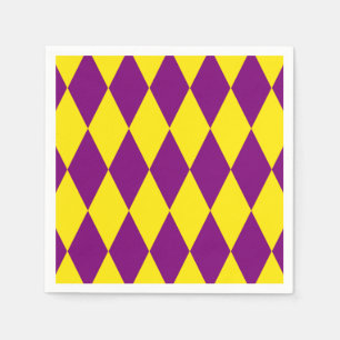 Serviette En Papier Motif à carreaux en harlequin jaune et violet