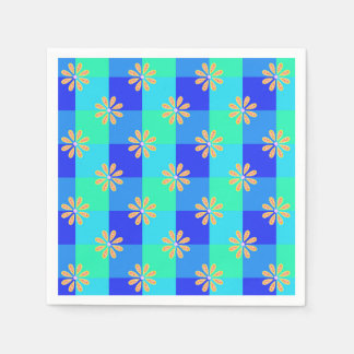 Serviette En Papier Motif à carreaux Fleur Rétro Jaune