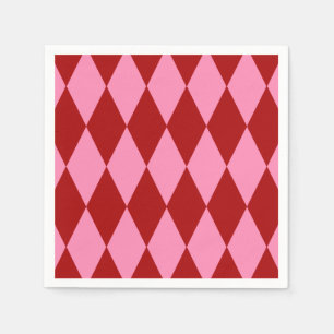 Serviette En Papier Motif à carreaux Harlequin rose rouge