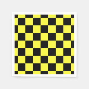 Serviette En Papier Motif à carreaux noir et jaune