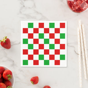 Serviette En Papier Motif à carreaux rouge blanc vert 