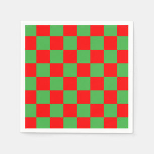 Serviette En Papier Motif à carreaux rouge et vert à carreaux
