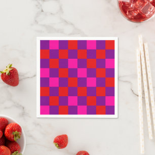 Serviette En Papier Motif à carreaux rouge violet rose