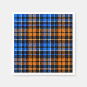 Serviette En Papier Motif à carreaux tartan noir orange bleu