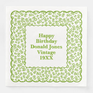 Serviette En Papier Motif à coquilles pour 80e anniversaire Vert/Blanc