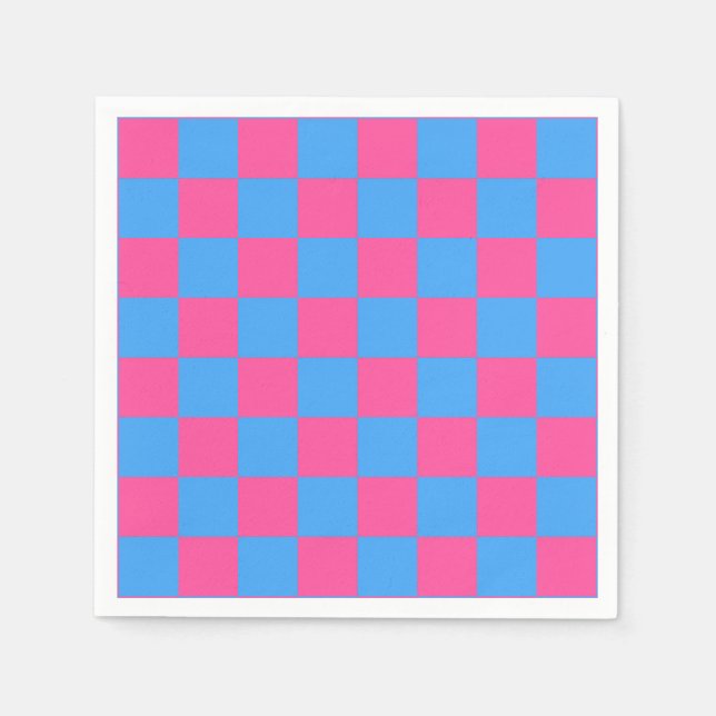 Serviette En Papier Motif À damiers chèque rose (Devant)
