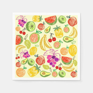 Serviette En Papier Motif à doodle de fruits assoré