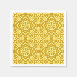 Serviette En Papier Motif à fleurs Mandala - Or de moutarde et Jaune