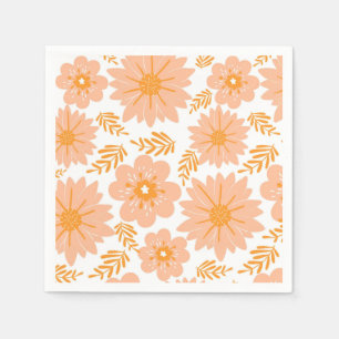 Serviette En Papier Motif à fleurs orange Fuzz Vintage rétro