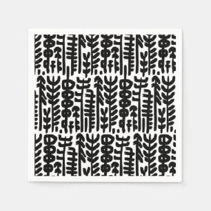 Serviette En Papier Motif à l'encre noire d'arbre de course