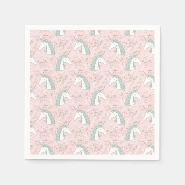 Serviette En Papier Motif à licorne de fleurs douces (Devant)