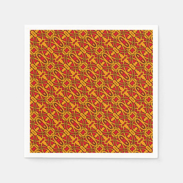 Serviette En Papier Motif à main orange et rouge (Devant)