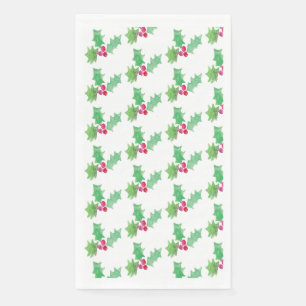 Serviette En Papier Motif à Noël à l'aquarelle de baie peint à la main