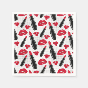 Serviette En Papier Motif À Pointe Polka Lipstick Et Lips