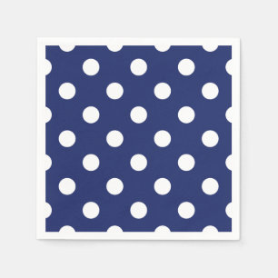 Serviette En Papier Motif à points bleu marine et blanc