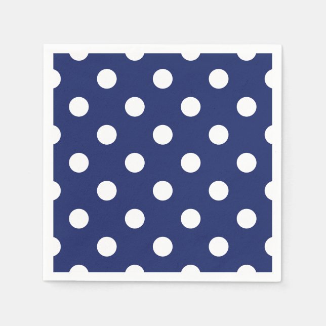 Serviette En Papier Motif à points bleu marine et blanc (Devant)