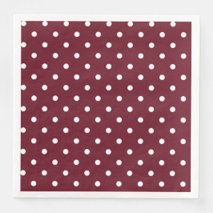 Serviette En Papier Motif à points Polka Burgundy et Blanc