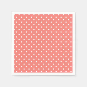 Serviette En Papier Motif à points Polka rose blanc et corail