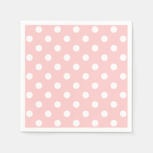 Serviette En Papier Motif à points polka rose et blanc