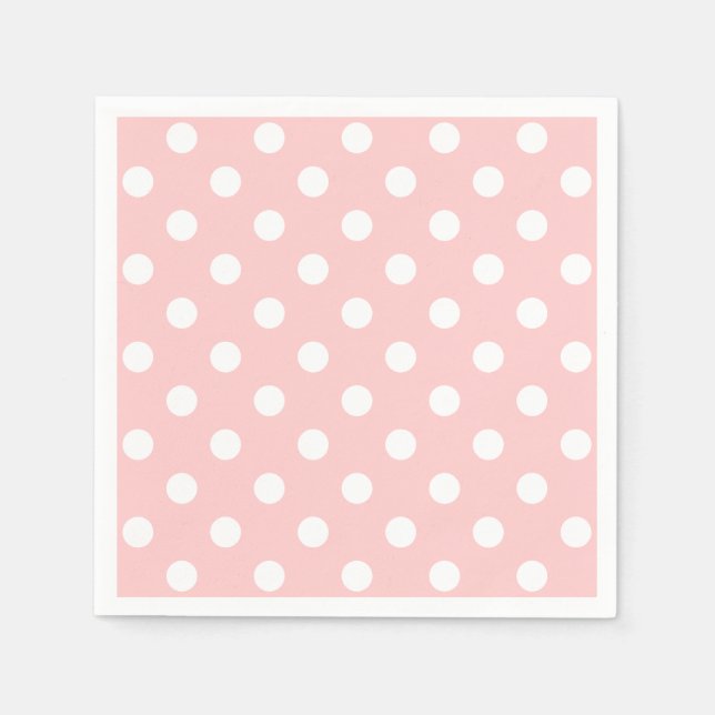 Serviette En Papier Motif à points polka rose et blanc (Devant)