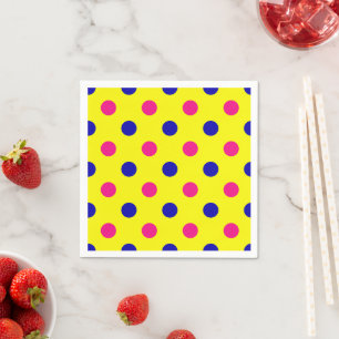 Serviette En Papier Motif à pois jaune rose bleu