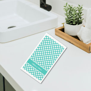 Serviette En Papier Motif à pois turquoise Noms/Nom de famille