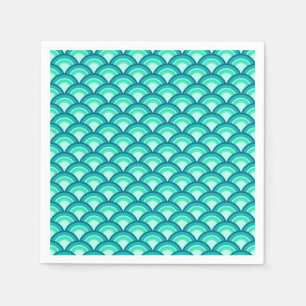 Serviette En Papier Motif à vagues Art déco - tons turquoise