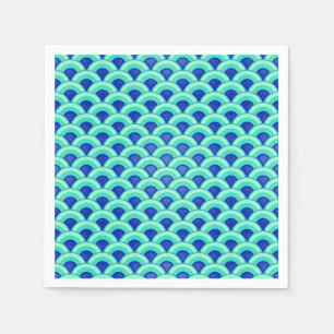 Serviette En Papier Motif à vagues Art déco - turquoise et cobalt