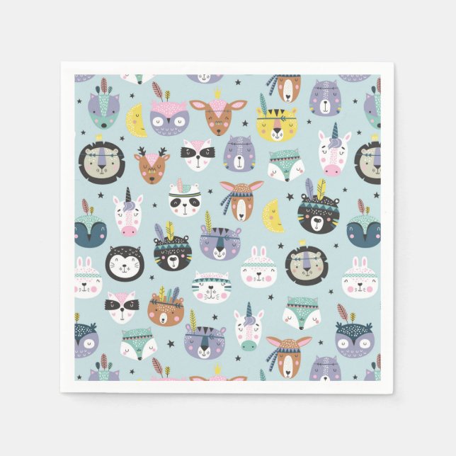 Serviette En Papier Motif à visage tribal migte (Devant)