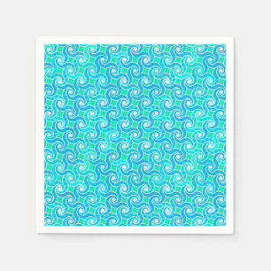 Serviette En Papier Motif Abstrait - Bleu, Jade vert & Blanc