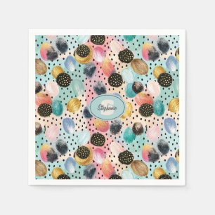 Serviette En Papier Motif Abstrait brosse et Pointe Polka
