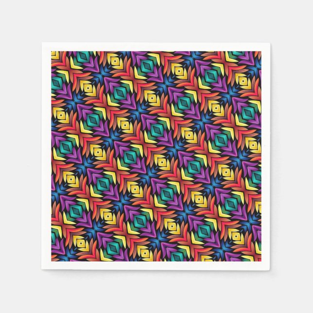 Serviette En Papier Motif abstrait coloré (Devant)