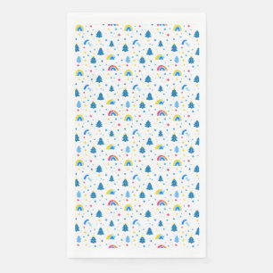 Serviette En Papier Motif Abstrait coloré avec arbres et arcs-en-ciel