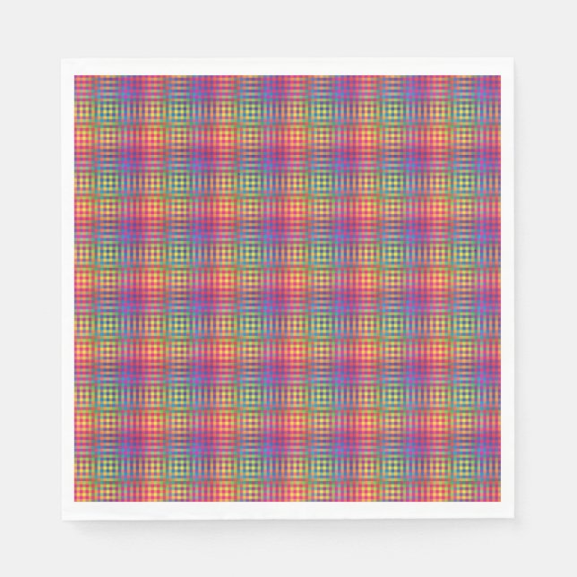 Serviette En Papier Motif Abstrait Coloré Damier (Devant)