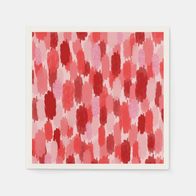 Serviette En Papier Motif Abstrait de brosses rose rouge (Devant)