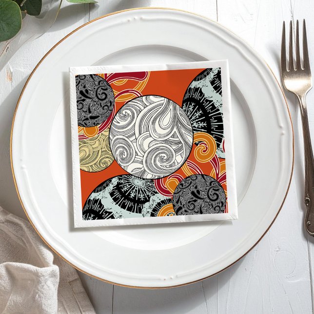 Serviette En Papier Motif Abstrait de Tourbillon Rétro (Créateur téléchargé)