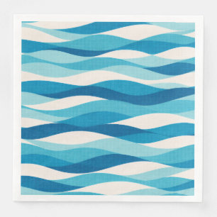 Serviette En Papier Motif abstrait de vagues bleues