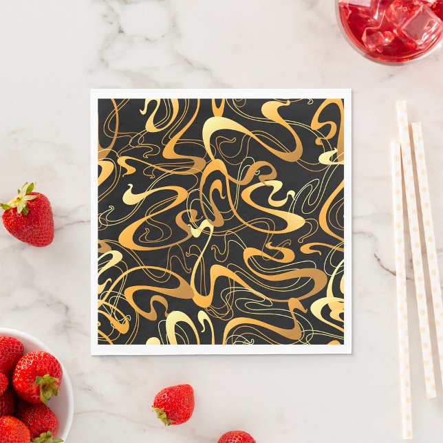 Serviette En Papier Motif Abstrait Doré en Tourbillon (Créateur téléchargé)
