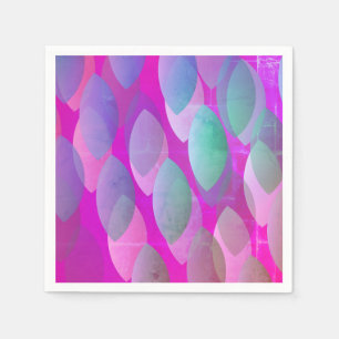 Serviette En Papier Motif Abstrait Moderne Magenta Violet Rose Turqu