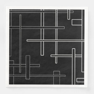 Serviette En Papier motif Abstrait - noir et blanc