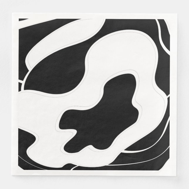 Serviette En Papier motif Abstrait - noir et blanc (Devant)