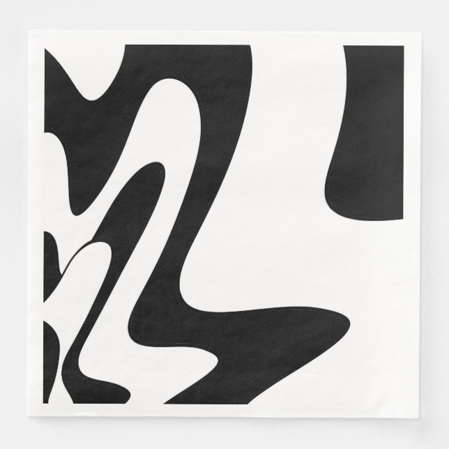 Serviette En Papier motif Abstrait - noir et blanc (Devant)