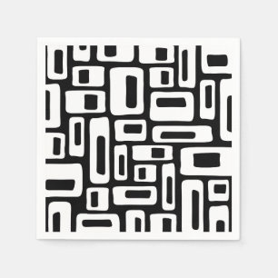 Serviette En Papier Motif abstrait noir et blanc de style moderne du m