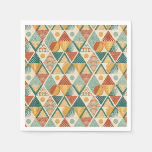 Serviette En Papier Motif abstrait rétro géométrique de cercle et de t